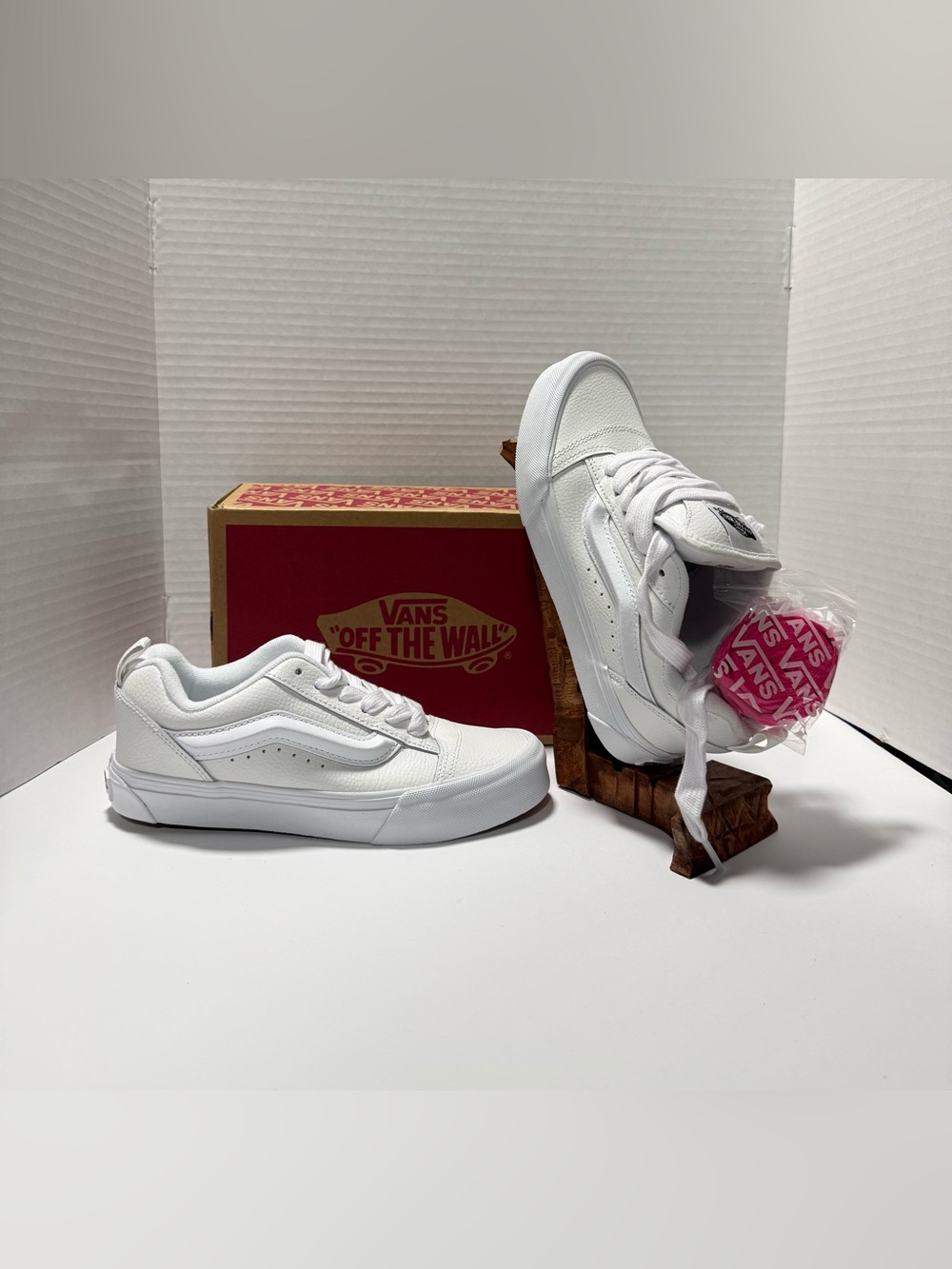 Vans Knu Skool Shoes Leather True White 721356 Mens 5 Woman’s 6.5 Low Top New